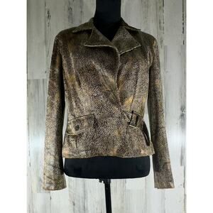 Joseph Ribkoff Jacket Size 10 Brown Animal Print READ